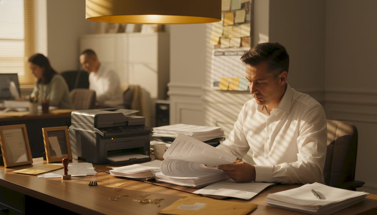 Legal administrator verifying attestation documents