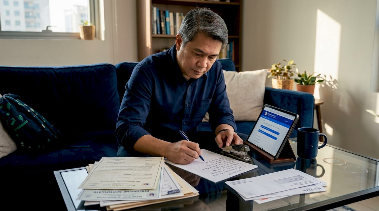Man reviewing Philippines documents for legalization