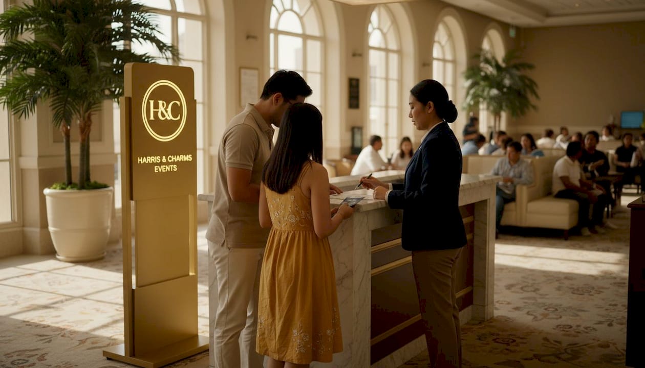 Filipino couple filing marriage paperwork at Dubai embassy