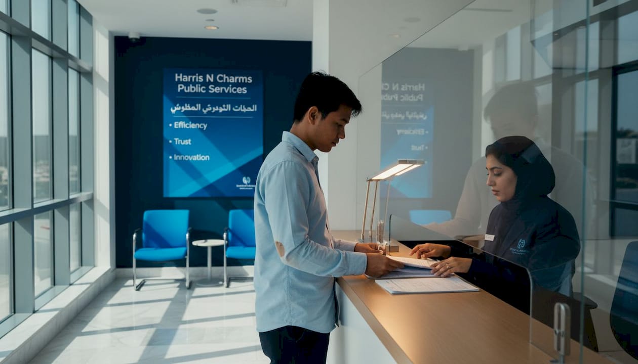 Filipino expat submitting documents at UAE attestation center