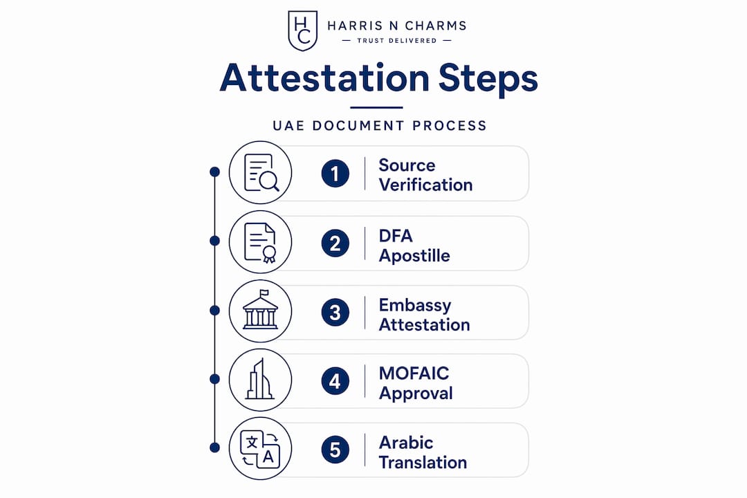 Infographic showing UAE attestation process steps