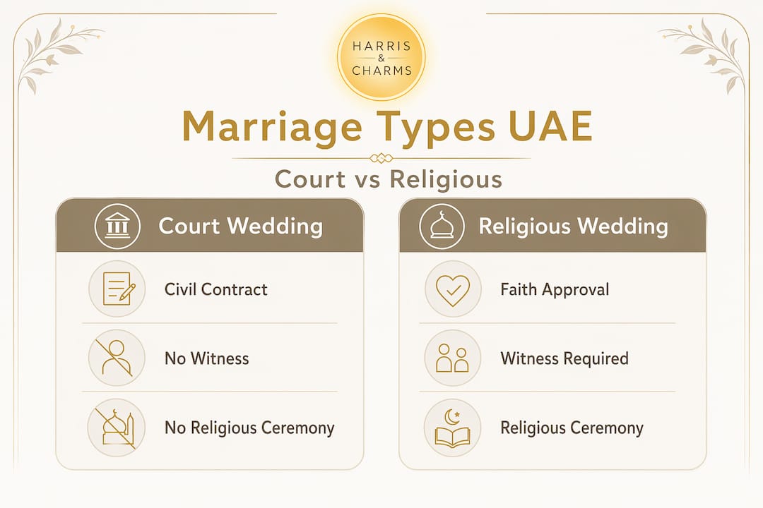 Infographic comparing court and religious wedding differences