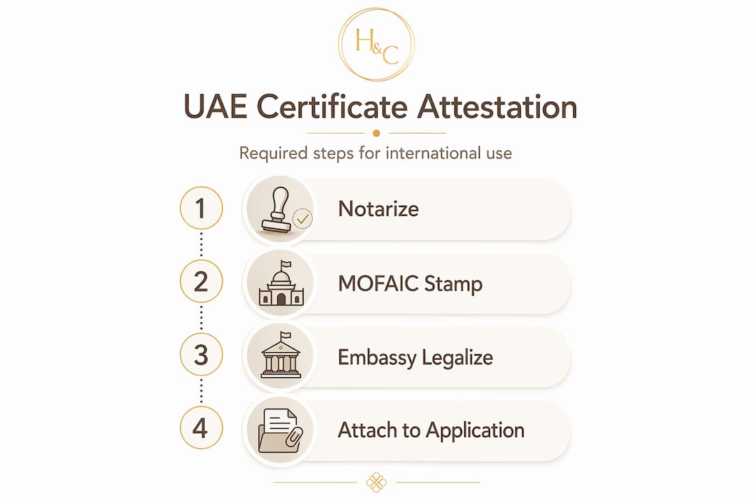 Infographic shows UAE certificate attestation steps