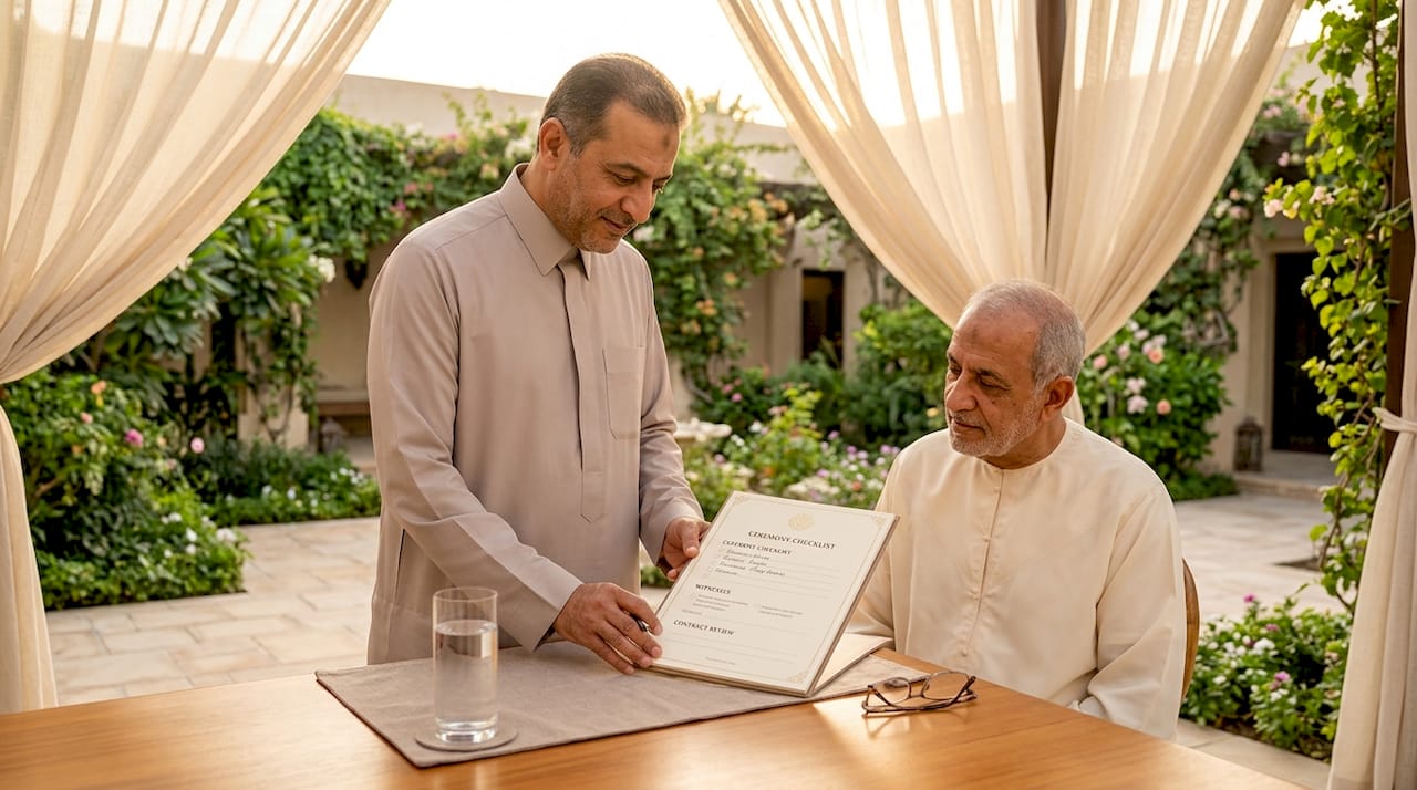 Sharia Mazoon preparing UAE marriage ceremony