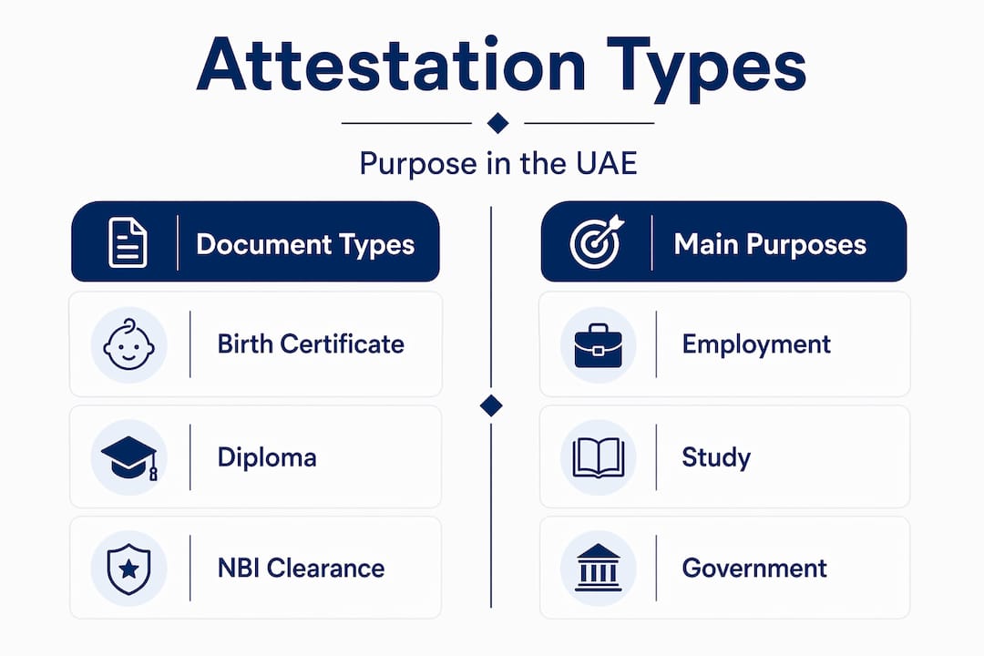 Infographic comparing attestation types and purposes