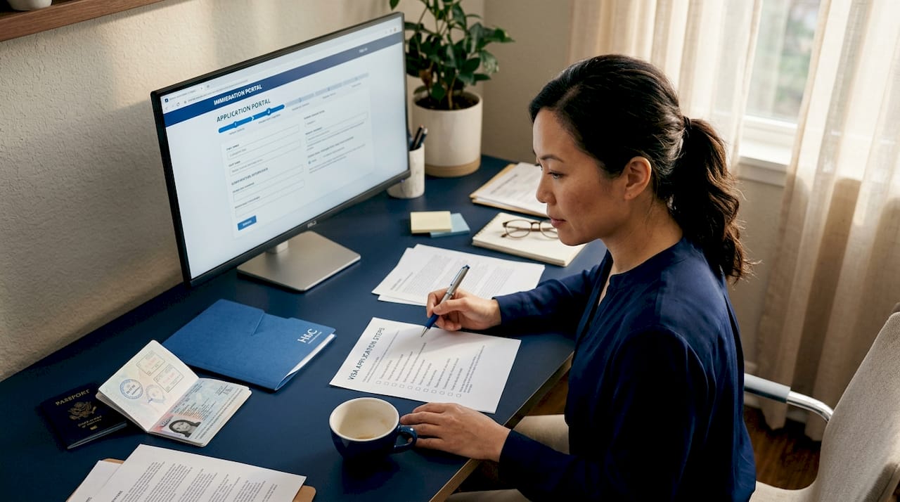 Worker checking UAE employment residency visa steps