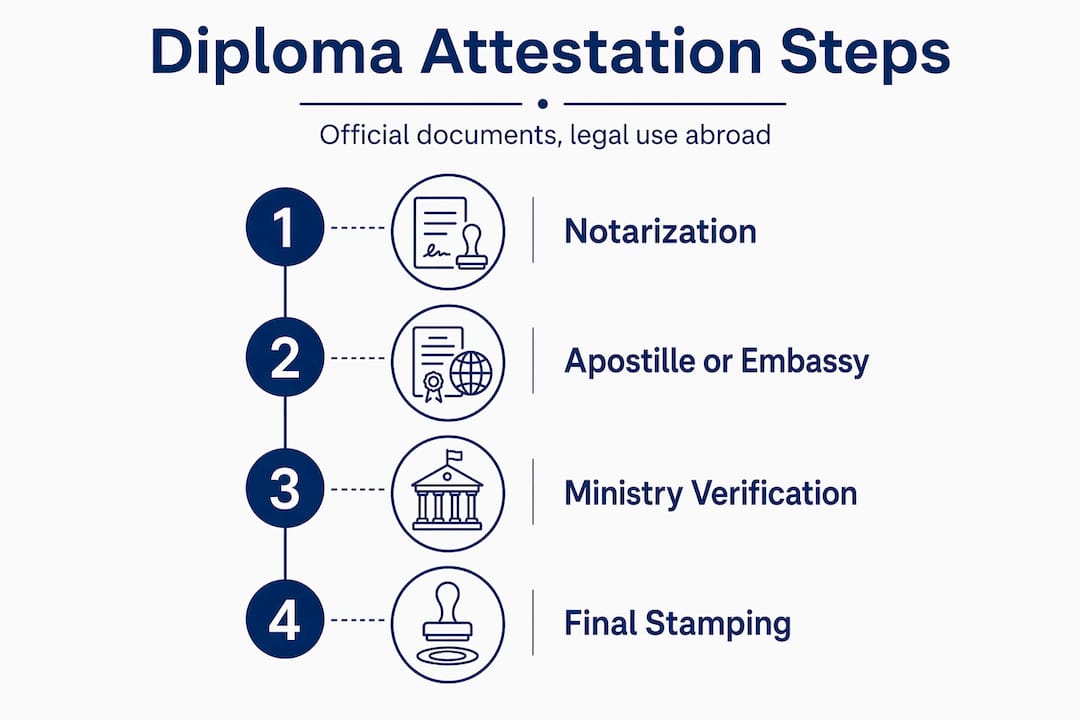 Infographic showing diploma attestation step-by-step