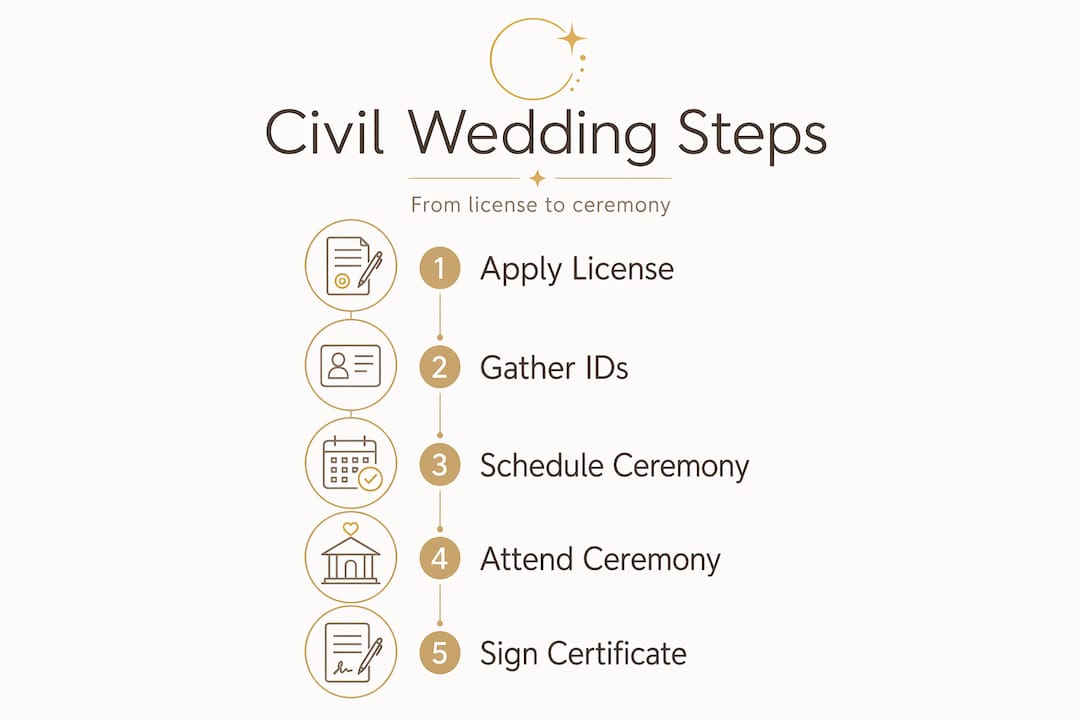 Infographic showing civil wedding process step-by-step