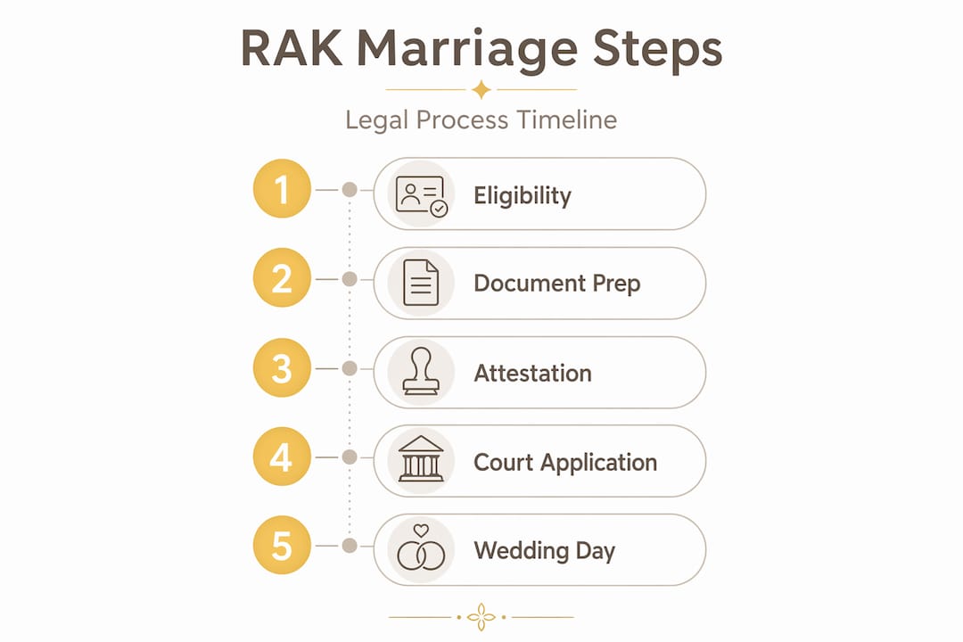 Infographic showing main RAK civil wedding steps