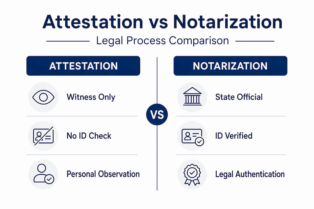 Infographic comparing attestation and notarization features