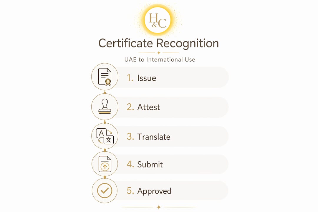 Infographic showing certificate attestation steps