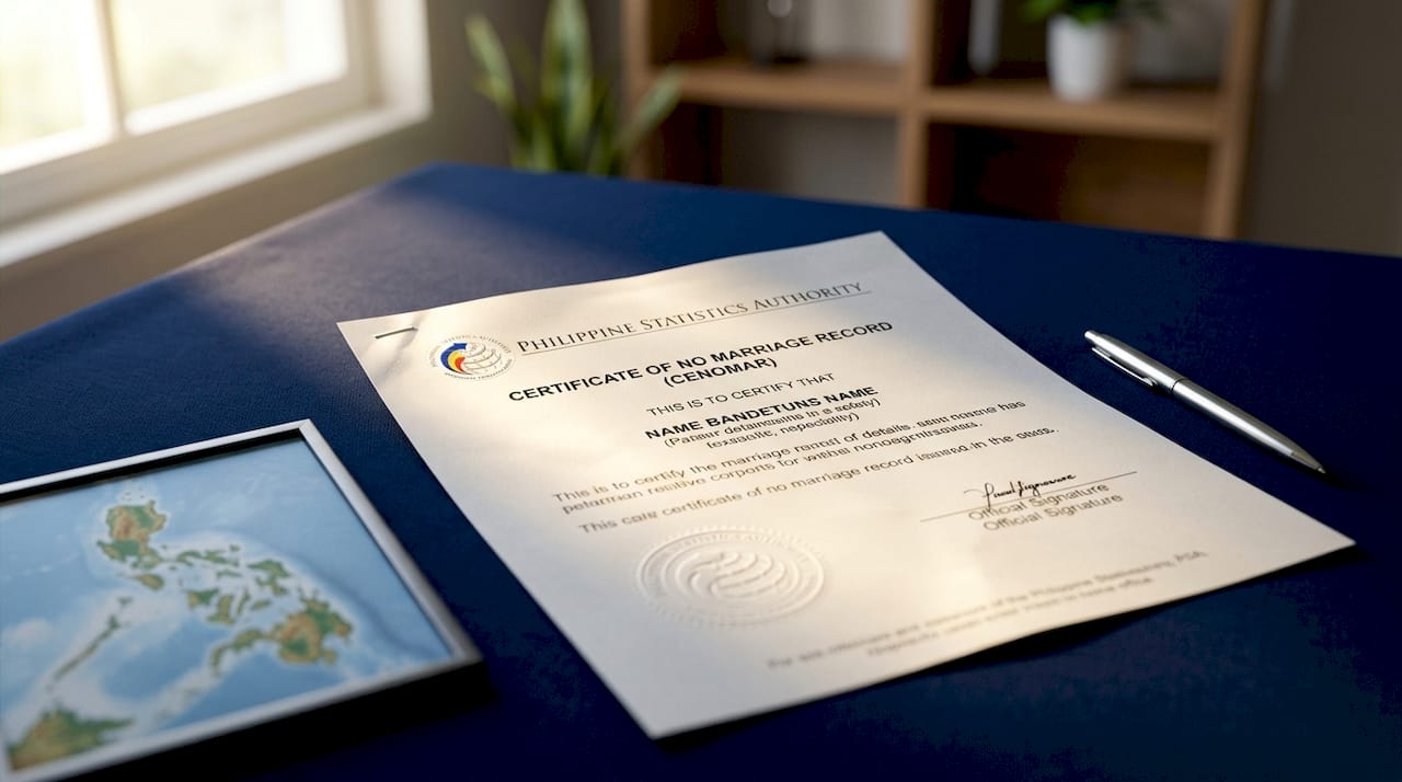 PSA-issued Cenomar certificate on desk