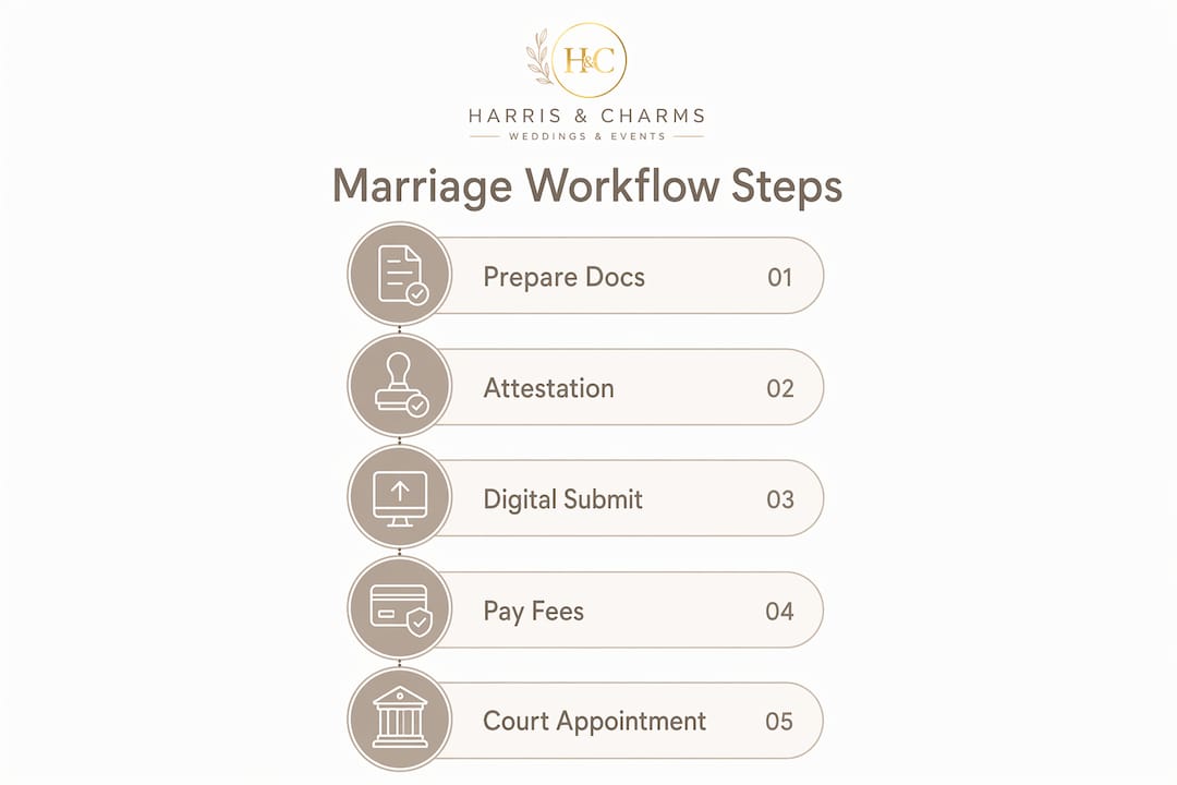 Infographic showing UAE marriage workflow steps
