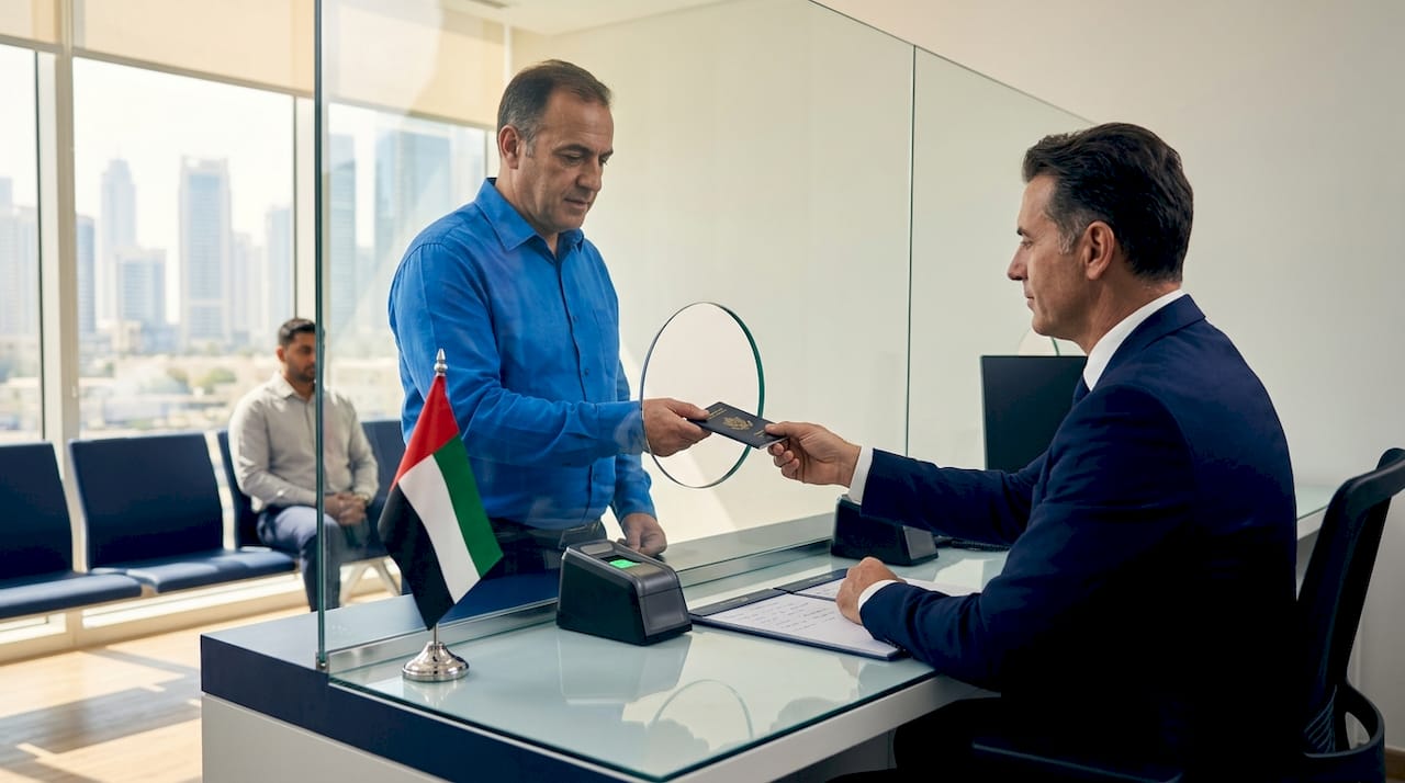 Identity verification process at notary office