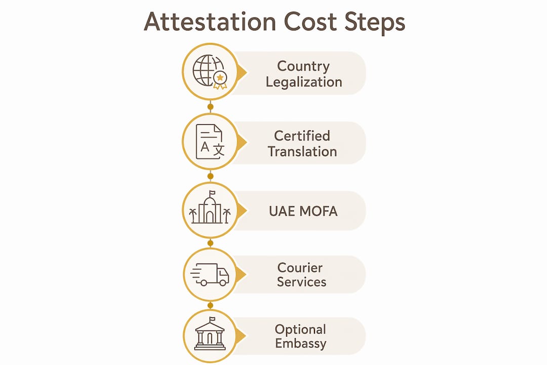 Infographic illustrating attestation step-by-step cost breakdown