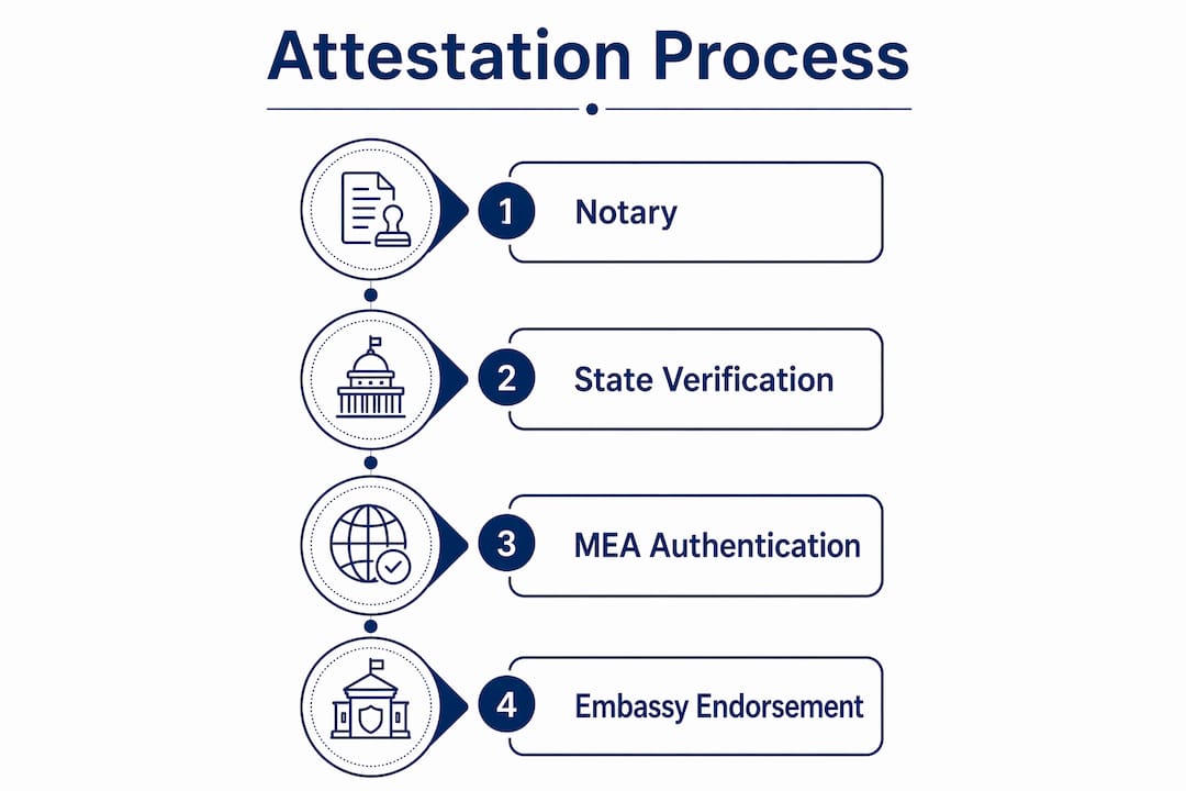 Infographic detailing bonafide certificate attestation steps