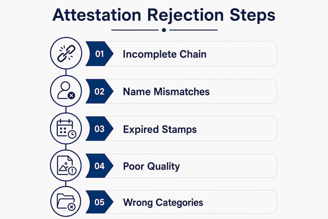 Infographic showing key reasons for attestation rejection