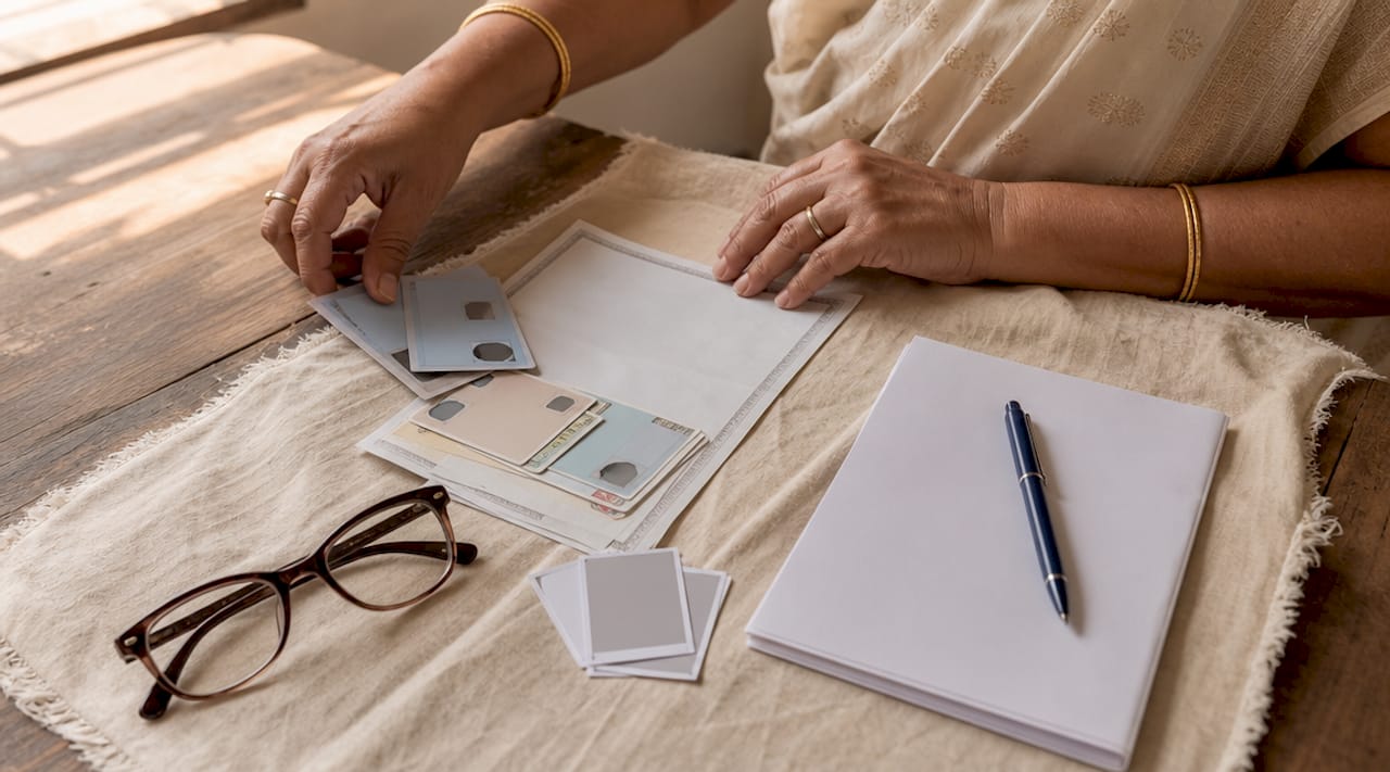 Hands holding court marriage identity papers