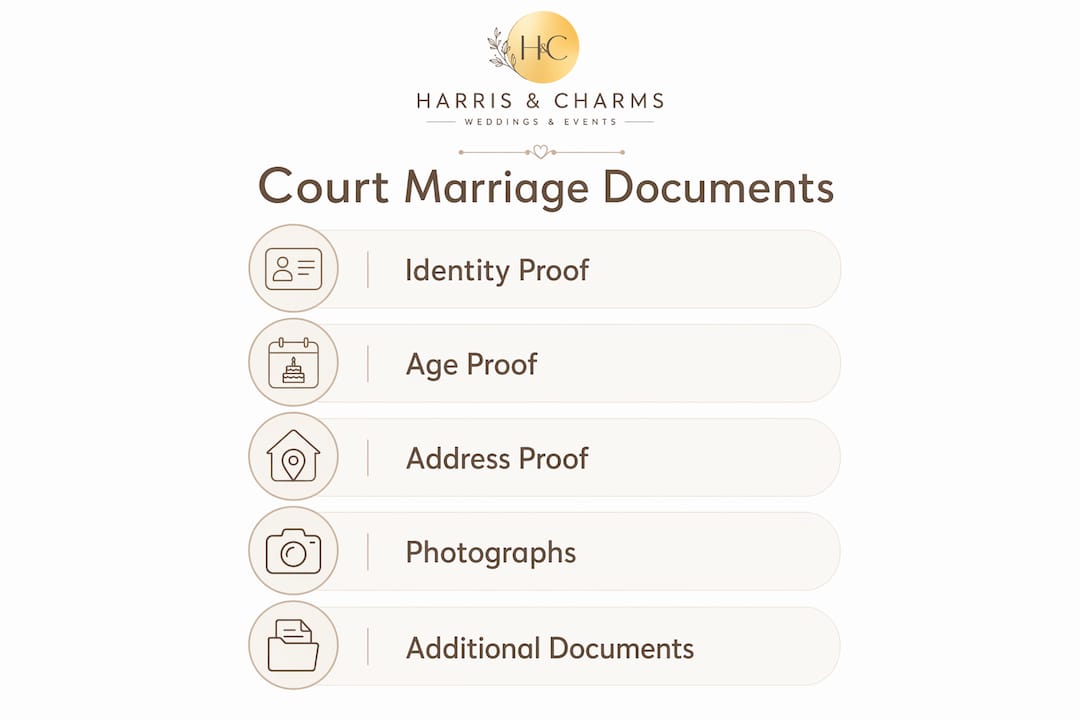 Infographic listing court marriage document steps