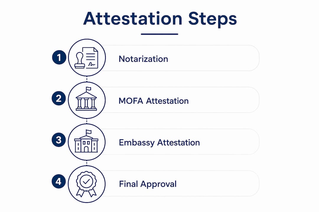 Infographic listing key steps of POA attestation process