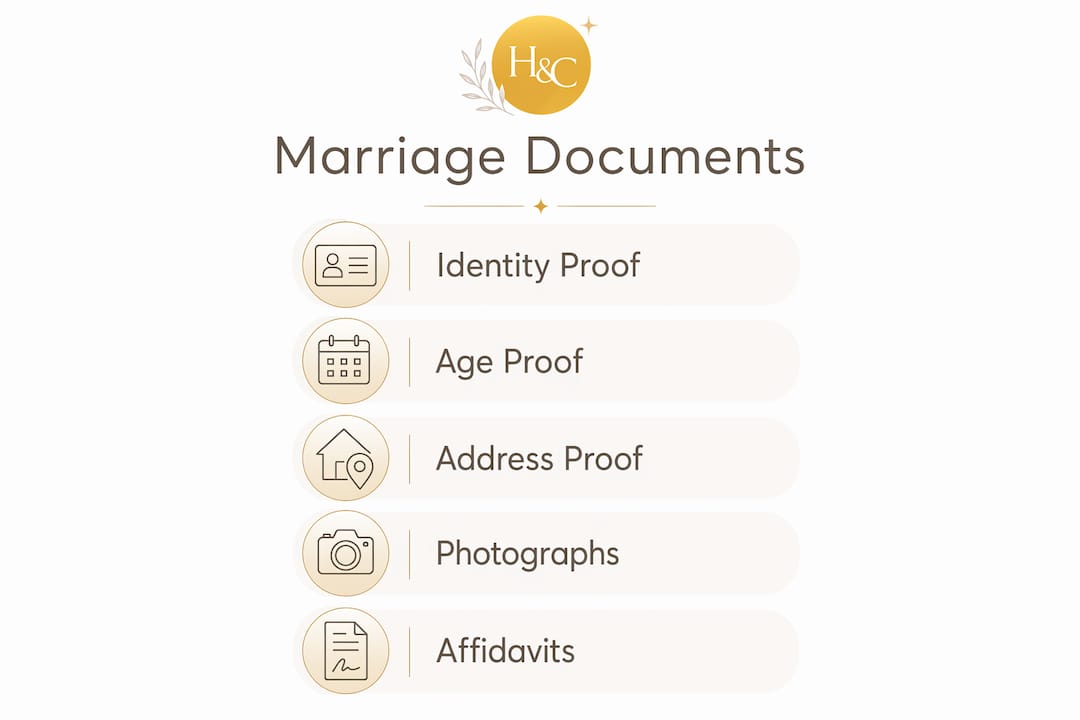 Infographic showing key marriage registration document categories