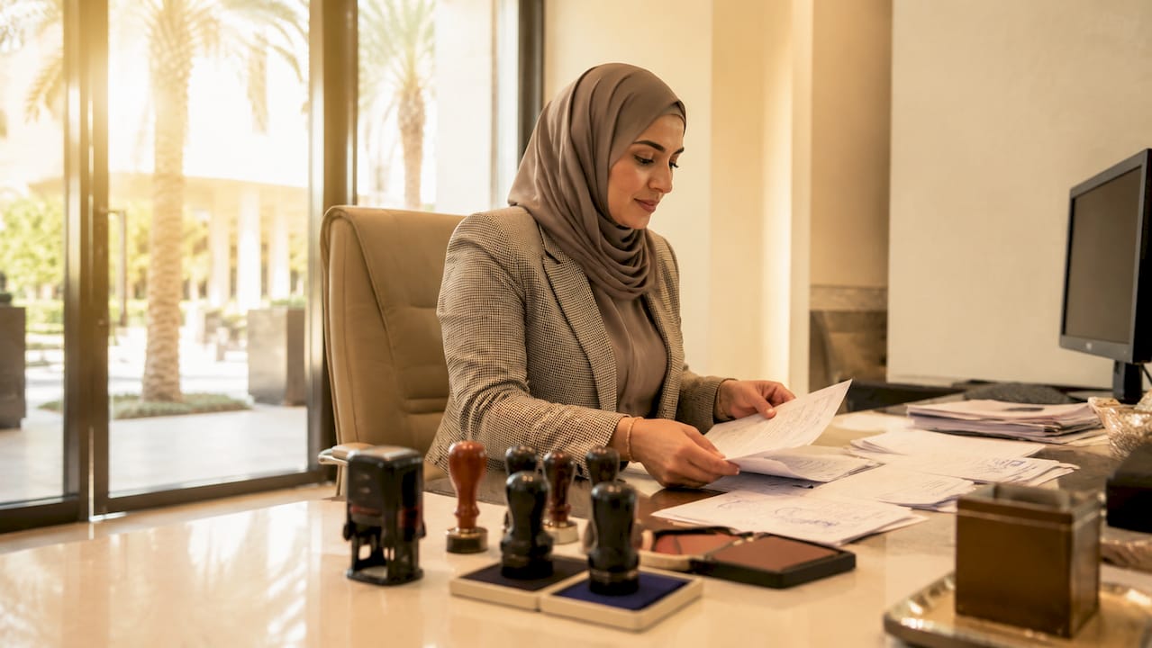 Registrar handling marriage registration papers