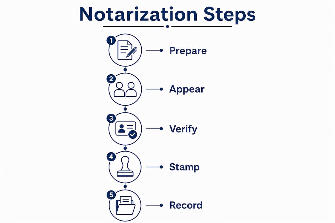 Infographic showing notarization process steps in the Philippines