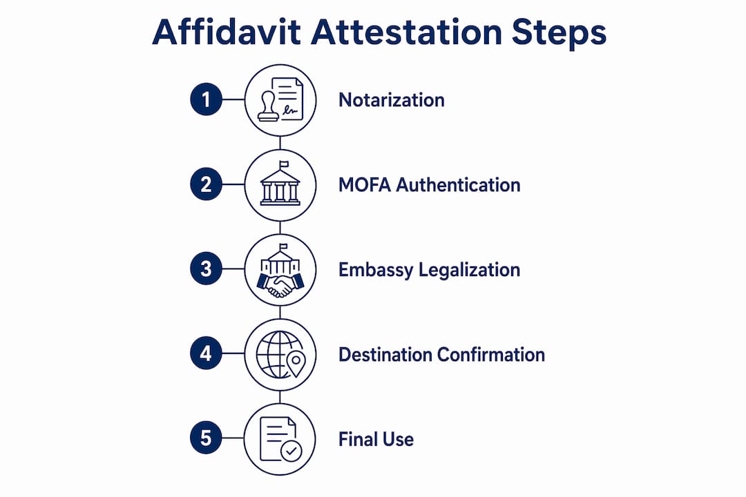Infographic with affidavit attestation step-by-step process