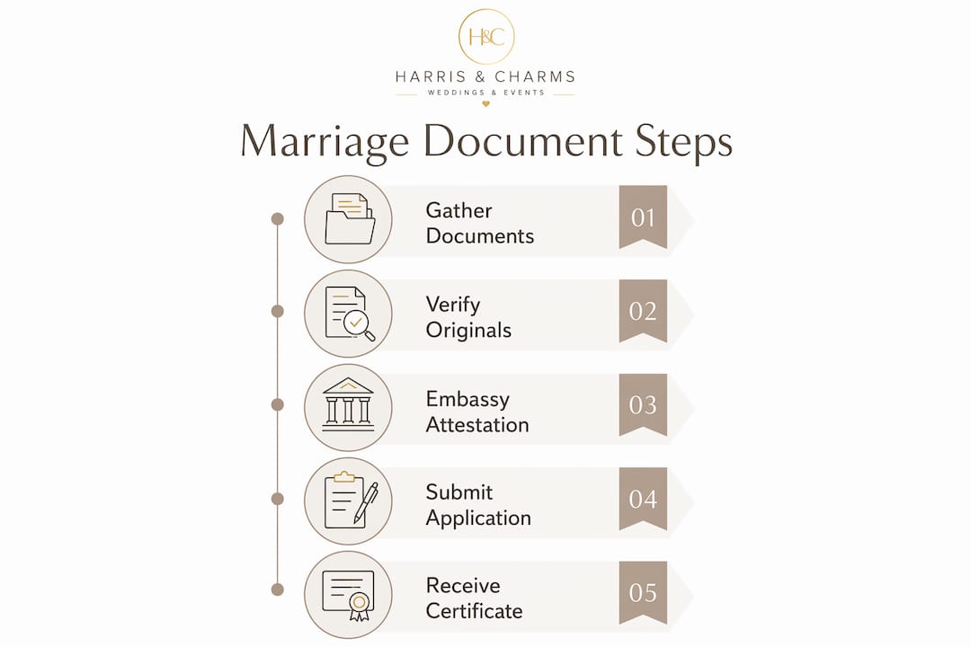 Infographic outlining court marriage document steps