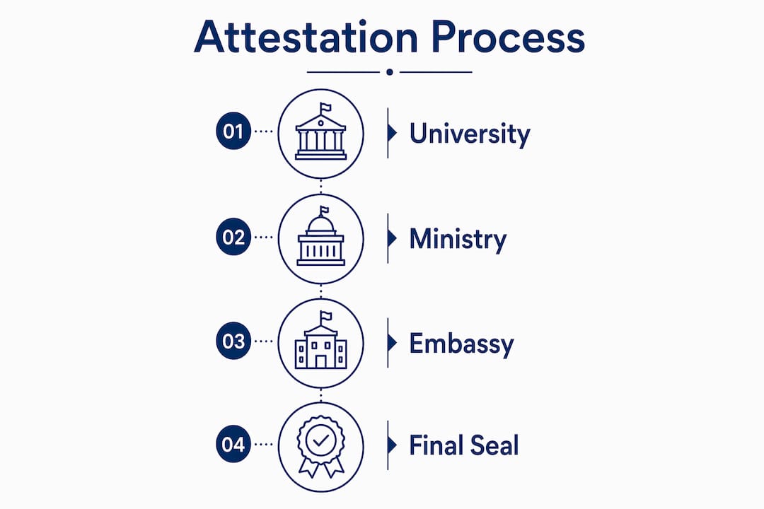 Infographic showing attestation verification process stages