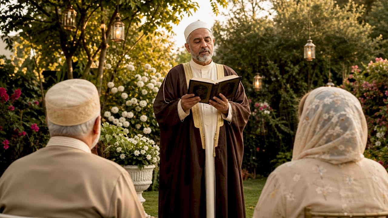 Imam leading nikah ceremony in mosque