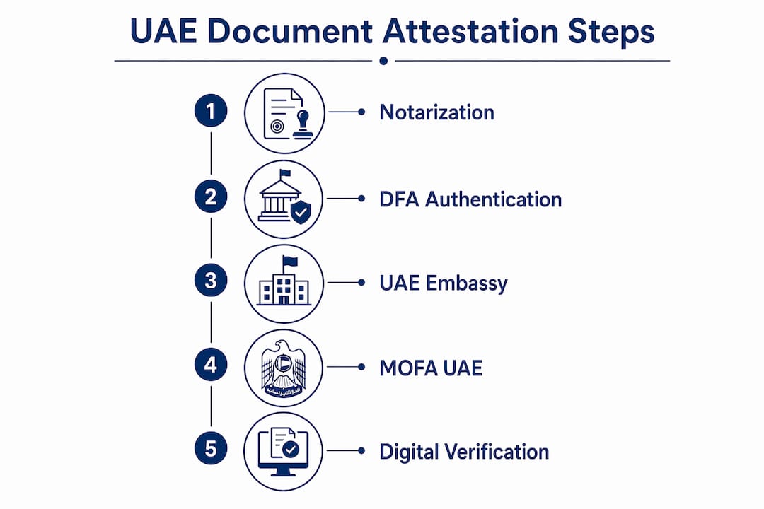 Infographic outlining UAE document attestation process steps