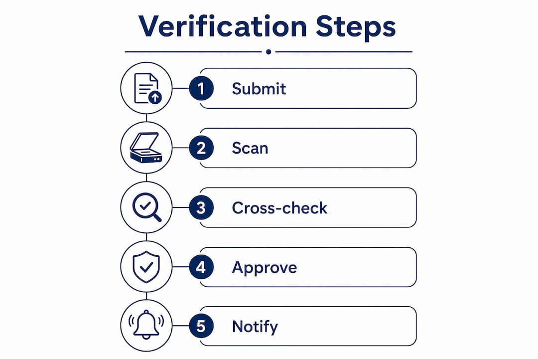 Infographic illustrating document verification steps
