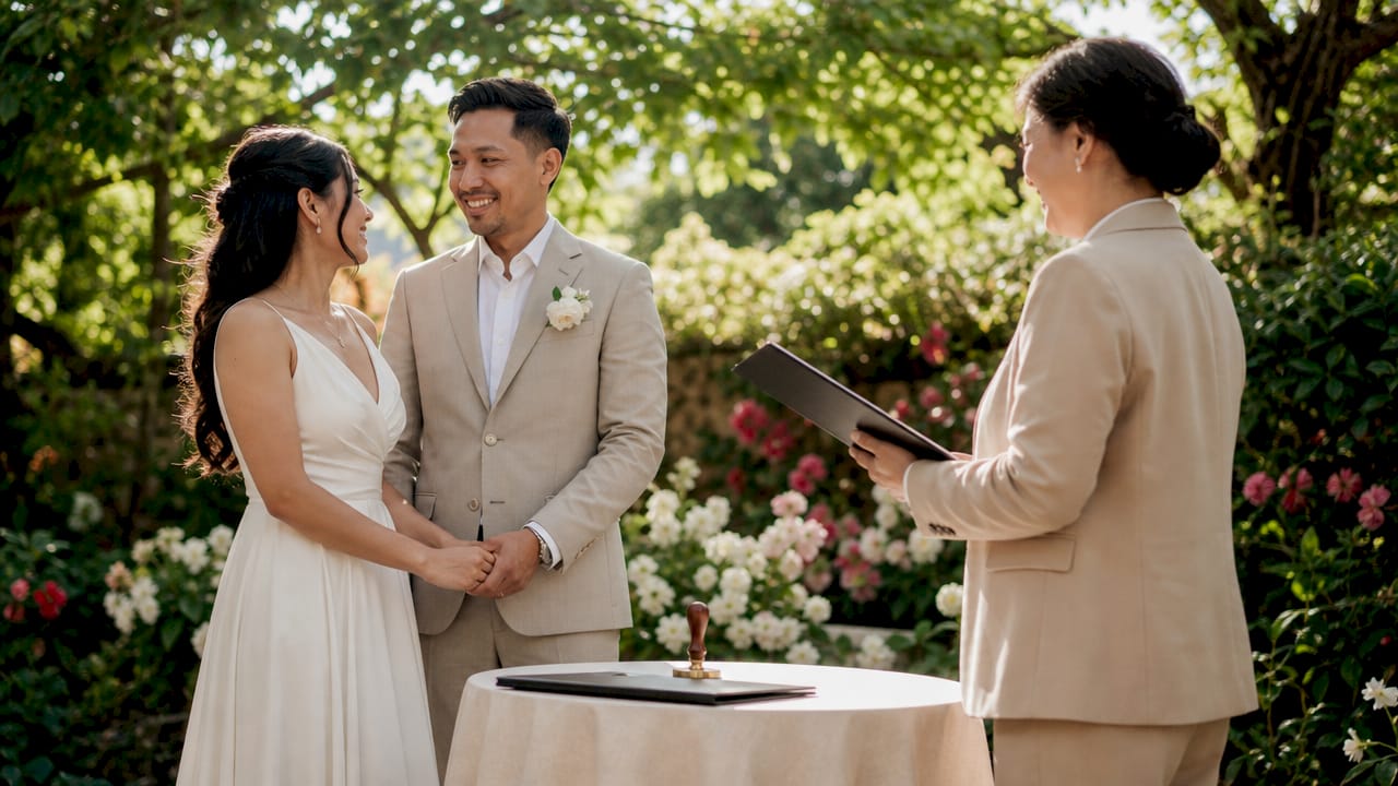 Civil marriage ceremony in UAE courtroom