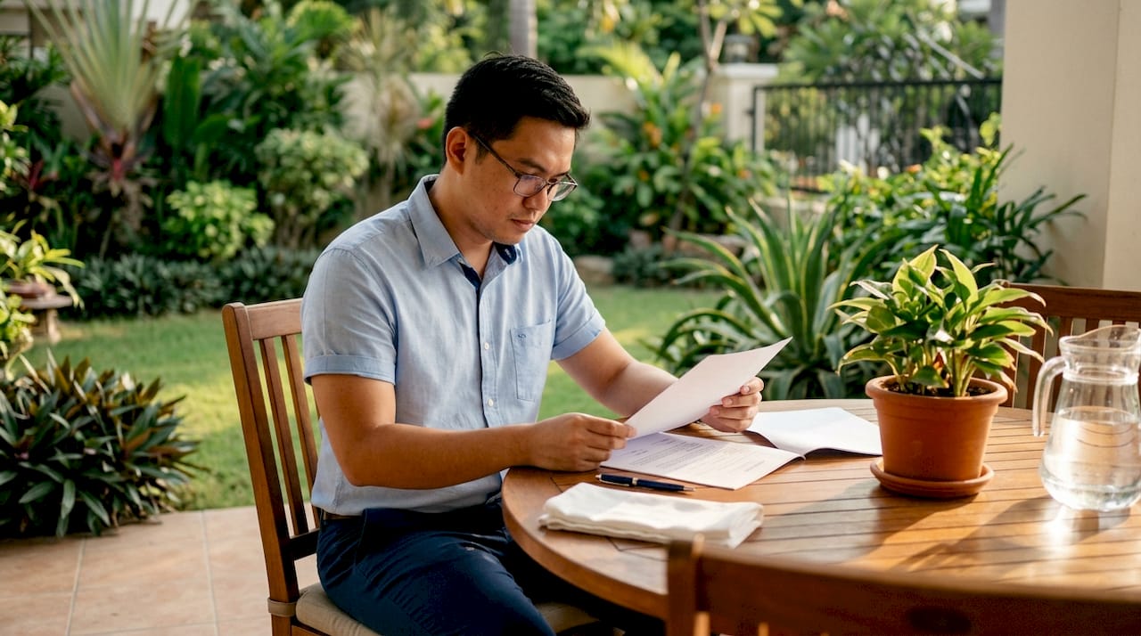 Filipino expat reviewing UAE attestation papers