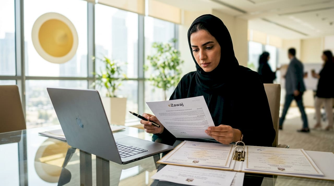 UAE civil servant working on eZawaj digital platform
