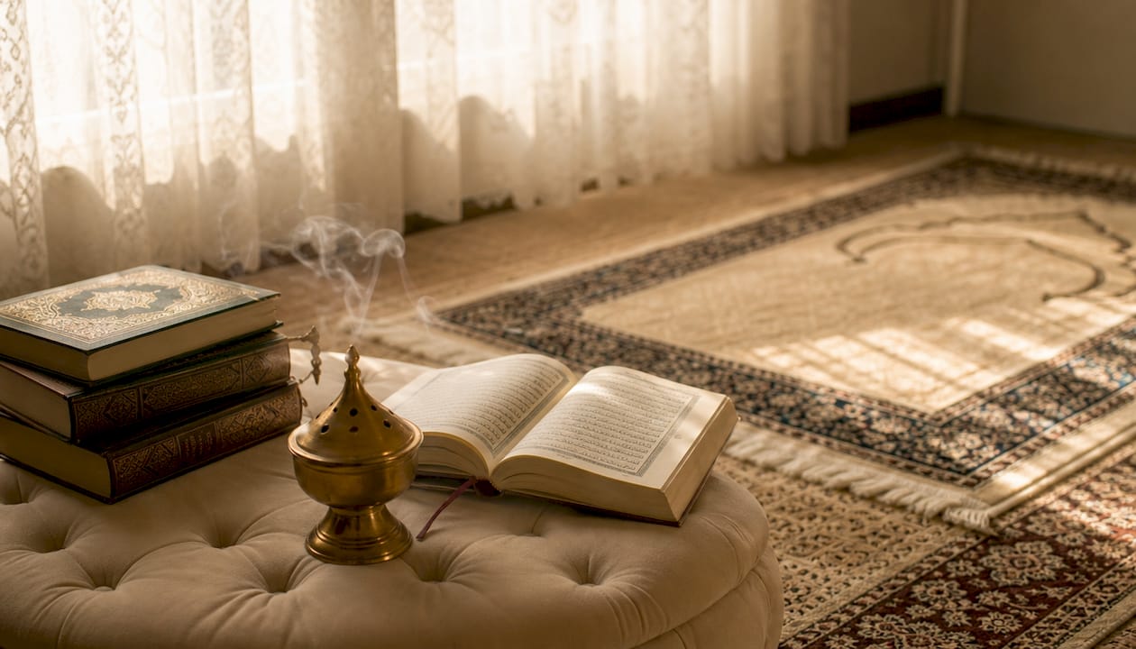 Open Quran with Islamic marriage books