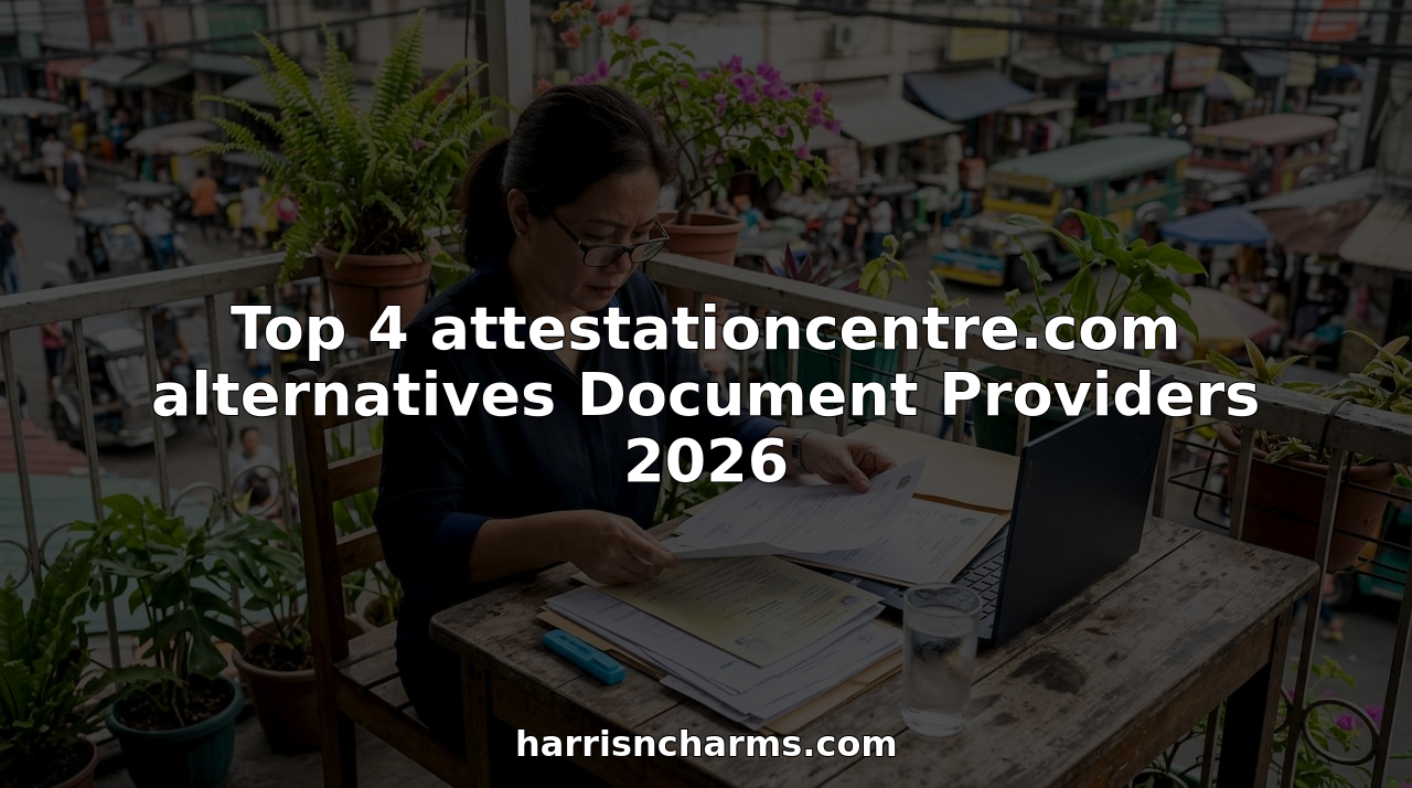 Filipino woman organizing attestation documents at desk