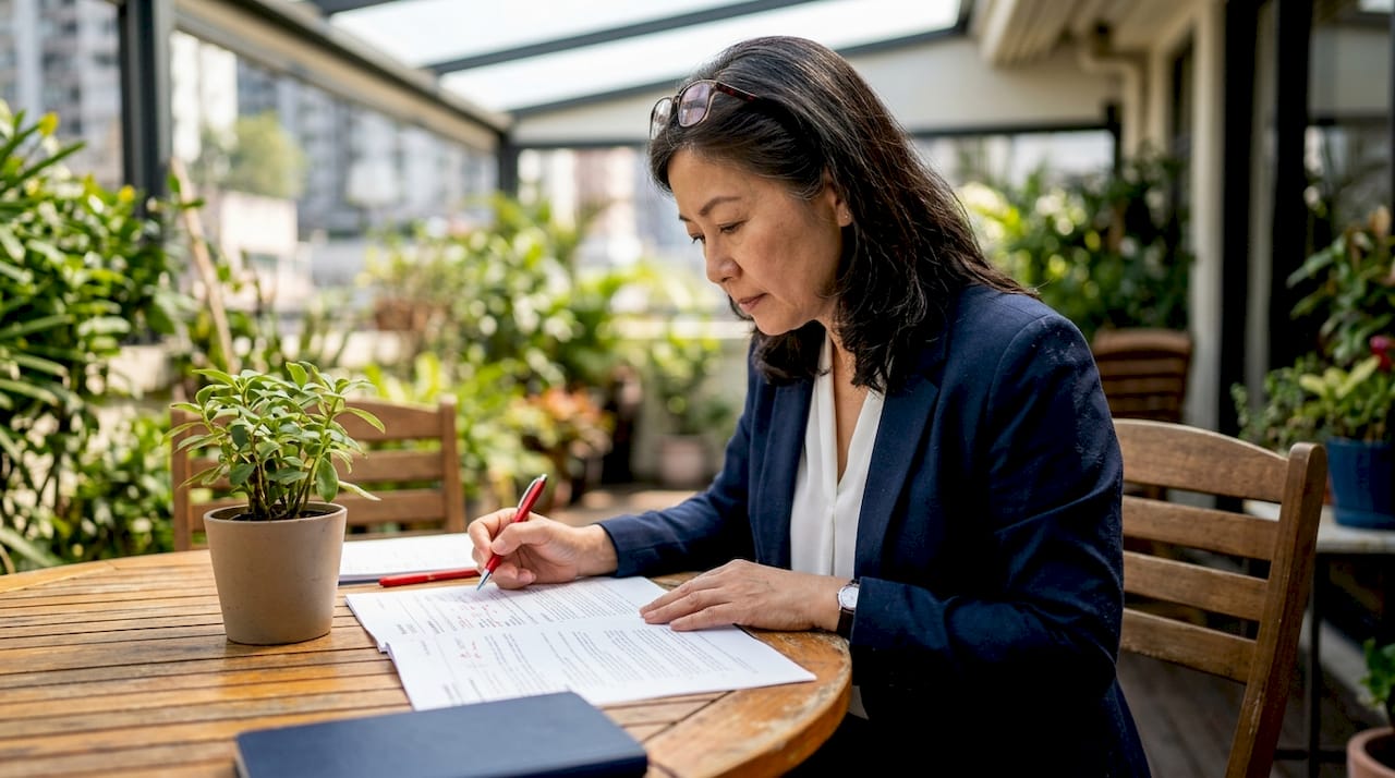 CPA reviewing third-party attestation documents at desk