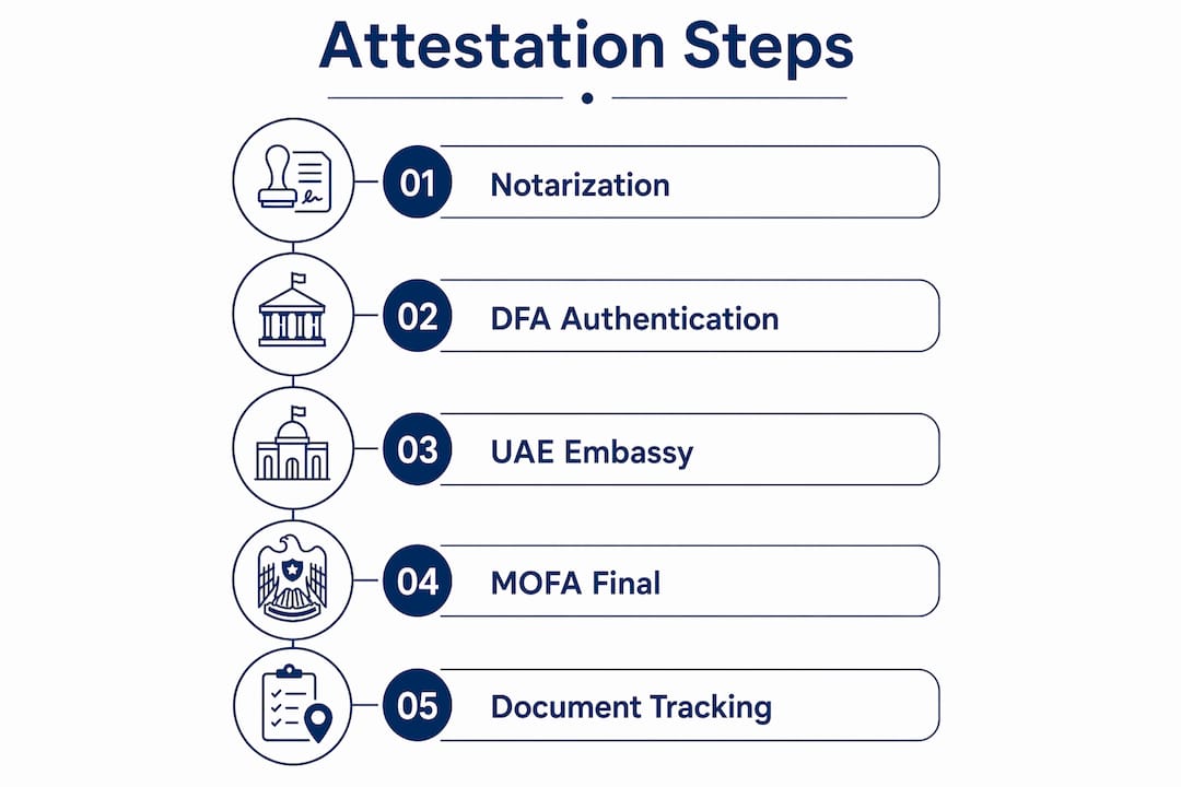 Infographic outlining four-step residency attestation process