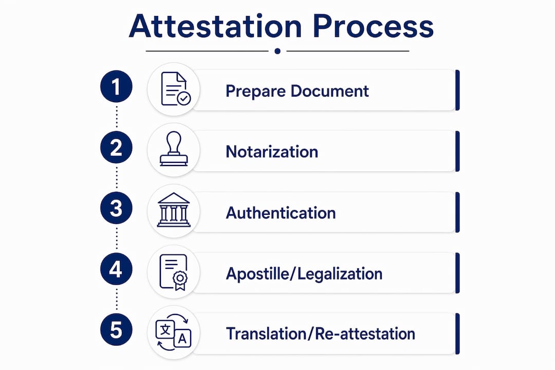 Infographic showing steps of attestation process