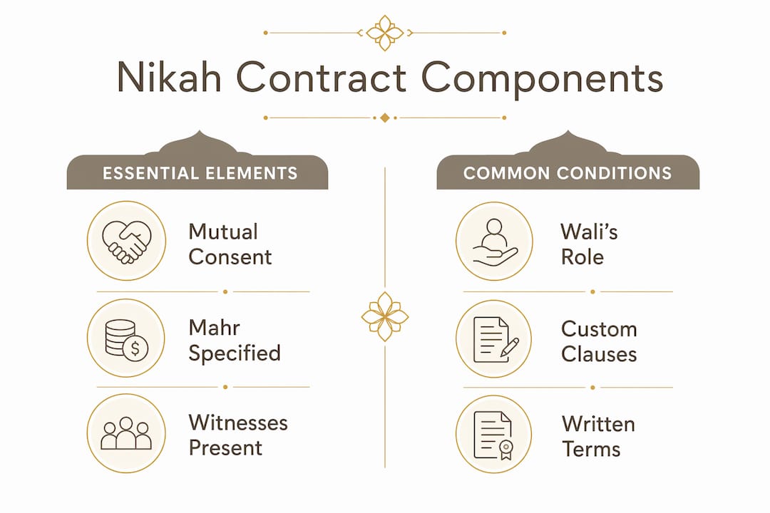 Infographic showing key components of Nikah contract