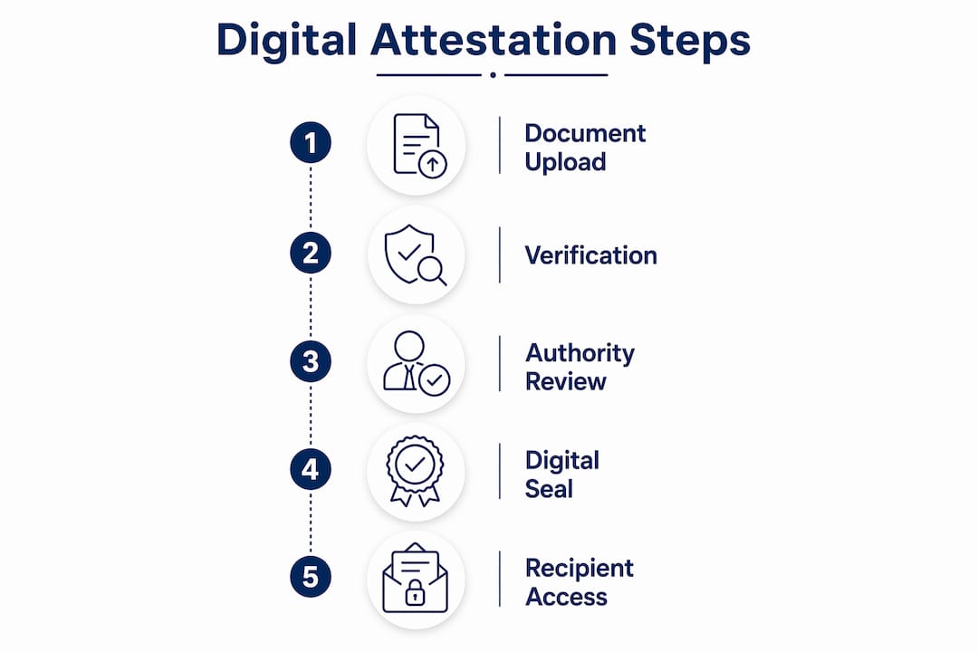 Infographic showing digital attestation process steps