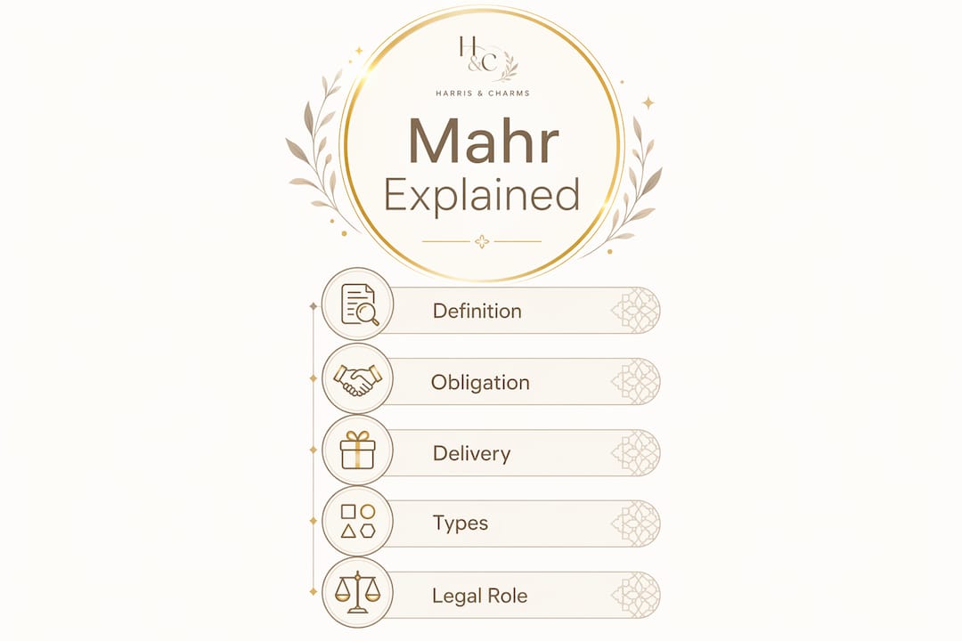 Infographic illustrating the concept of Mahr in Islamic marriage