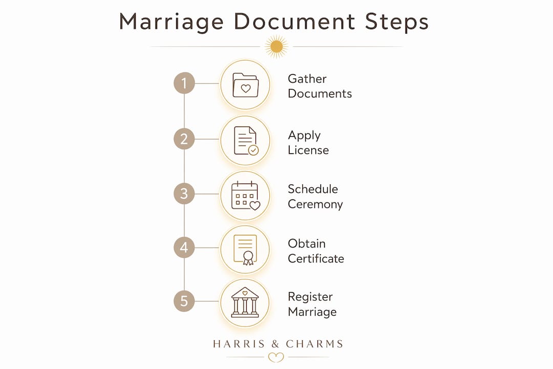 Infographic illustrating marriage document process steps