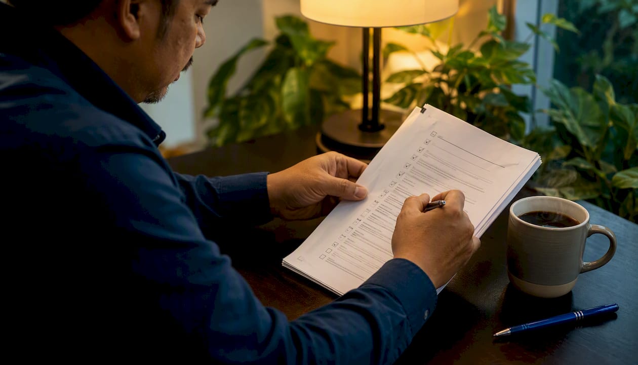 Hands holding document checklist for attestation