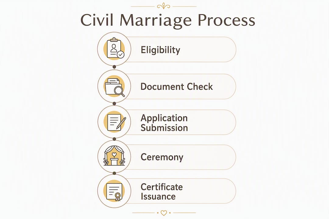 Infographic showing civil marriage process steps
