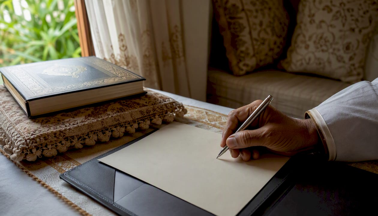 Signing nikah marriage documents in mosque