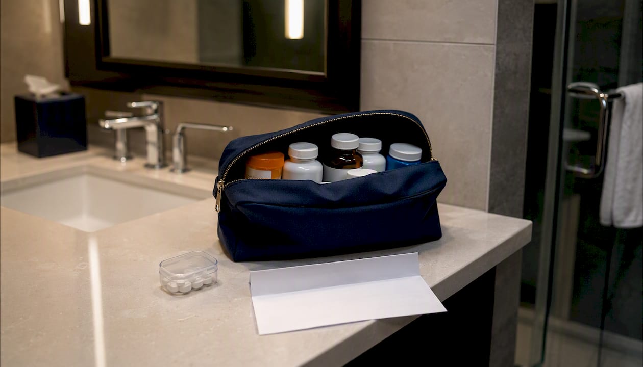 Packed prescription medications with blank prescription