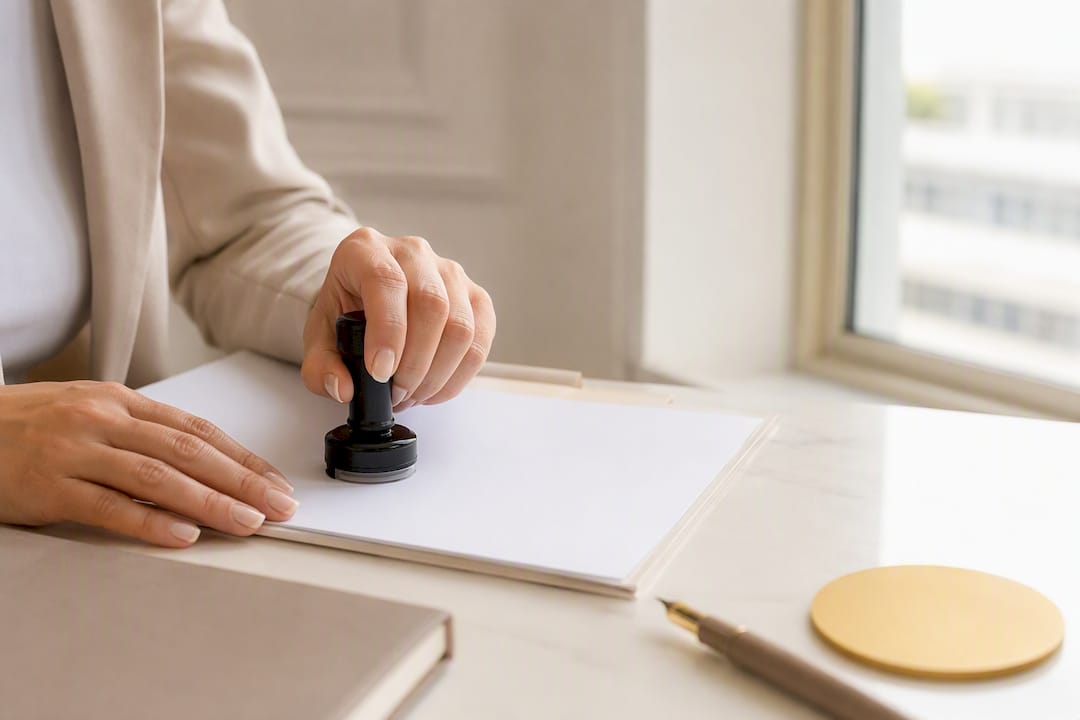 Document being stamped for attestation
